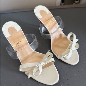 Christian Louboutin White Heels with Clear Straps